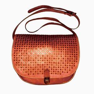 PATRICIA NASH Large Studded Crossbody Messenger Bag - Italian Leather